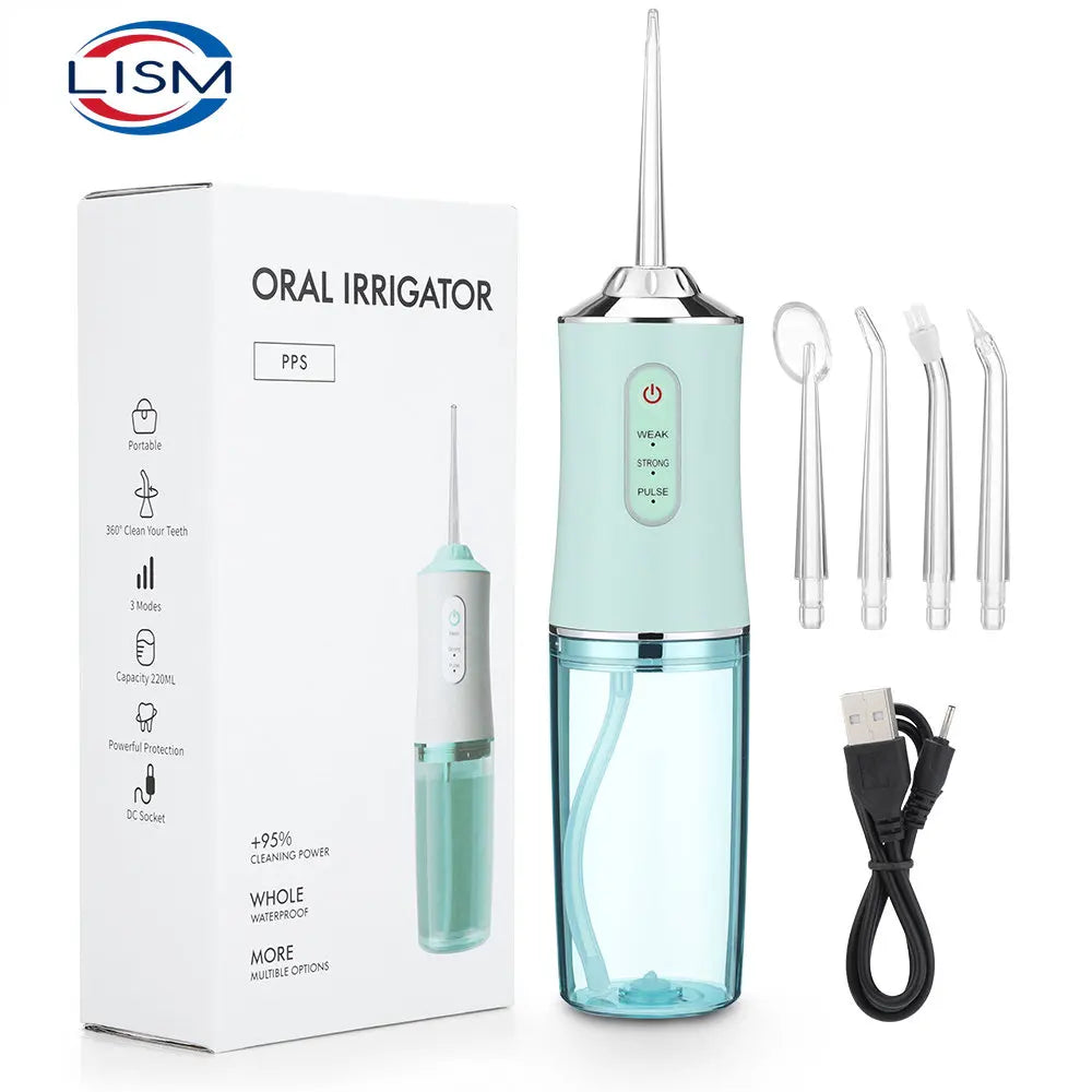 Portable USB Water Flosser – 3 Modes, 4 Jet Tips, 220ml