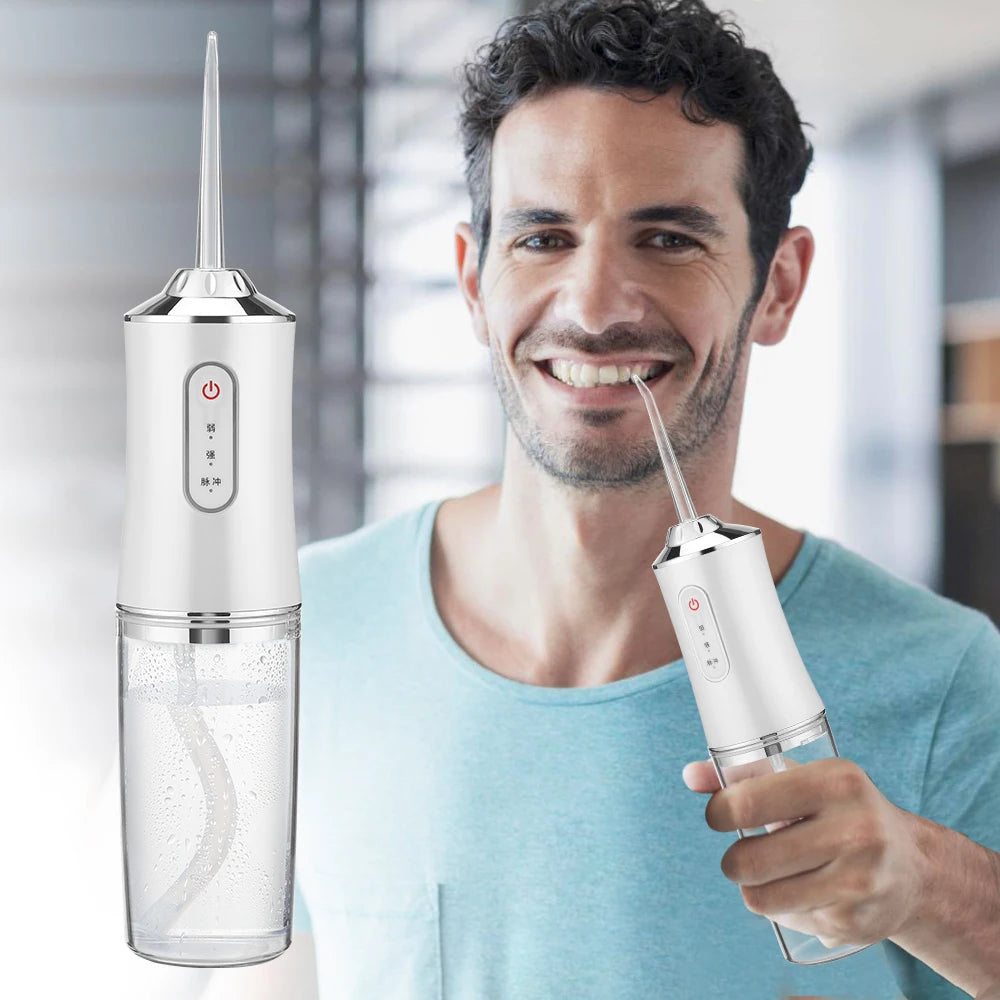 Portable USB Water Flosser – 3 Modes, 4 Jet Tips, 220ml