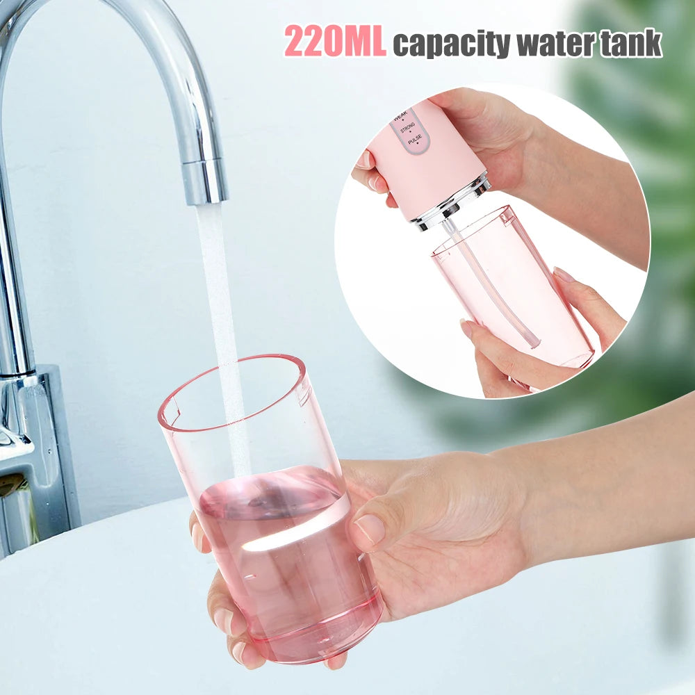 Portable USB Water Flosser – 3 Modes, 4 Jet Tips, 220ml