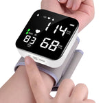 Automatic Wrist Blood Pressure Monitors with Adjustable Cuff and Large LCD Display Rechargable BP Monitor Machine for Home Use,White