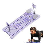 Mini Pilates Reformer in purple with woman performing core workout on floor