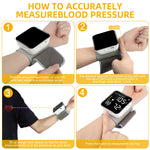 Automatic Wrist Blood Pressure Monitors with Adjustable Cuff and Large LCD Display Rechargable BP Monitor Machine for Home Use,White