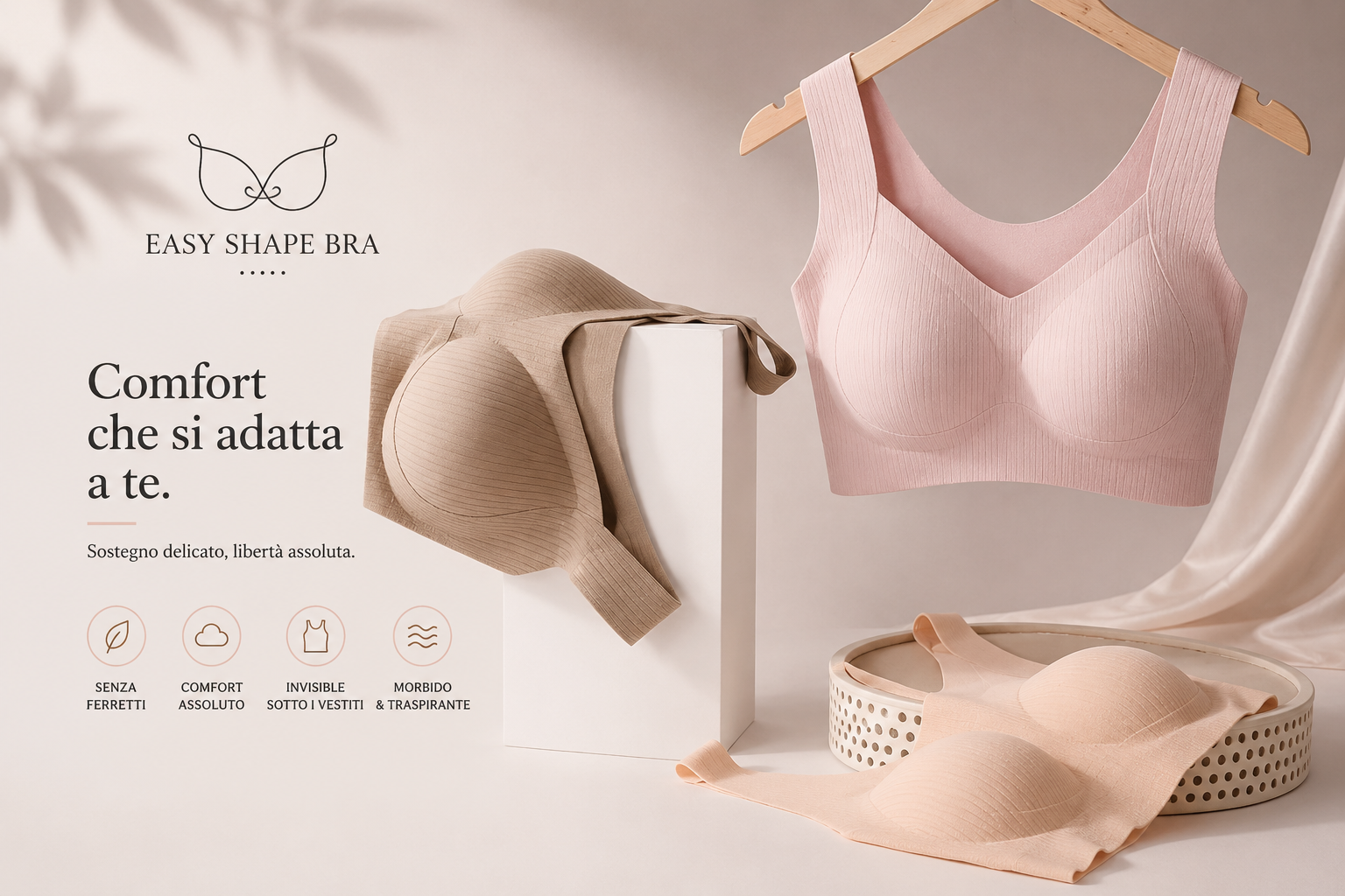 Easy Shape Bra -Comfortable, One-piece, Traceless Fixed Cup, Women's Underwear