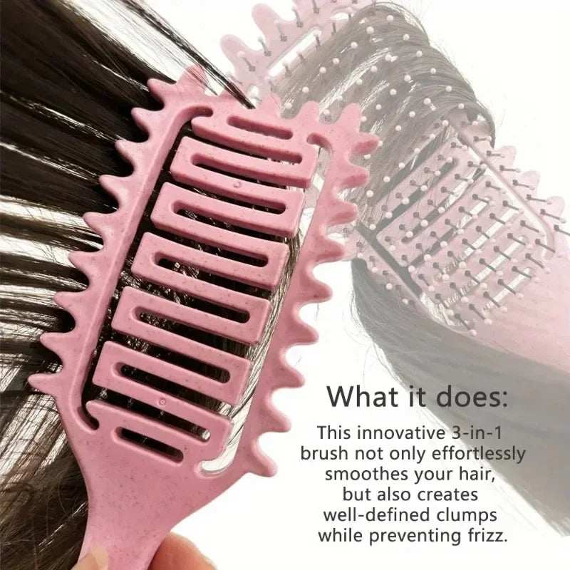 CurlCraft 3-in-1 Defining Brush shaping smooth pink hairbrush for frizz-free curls
