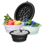 Collapsible silicone face bowl with built-in ice tray for cooling and skin refreshment